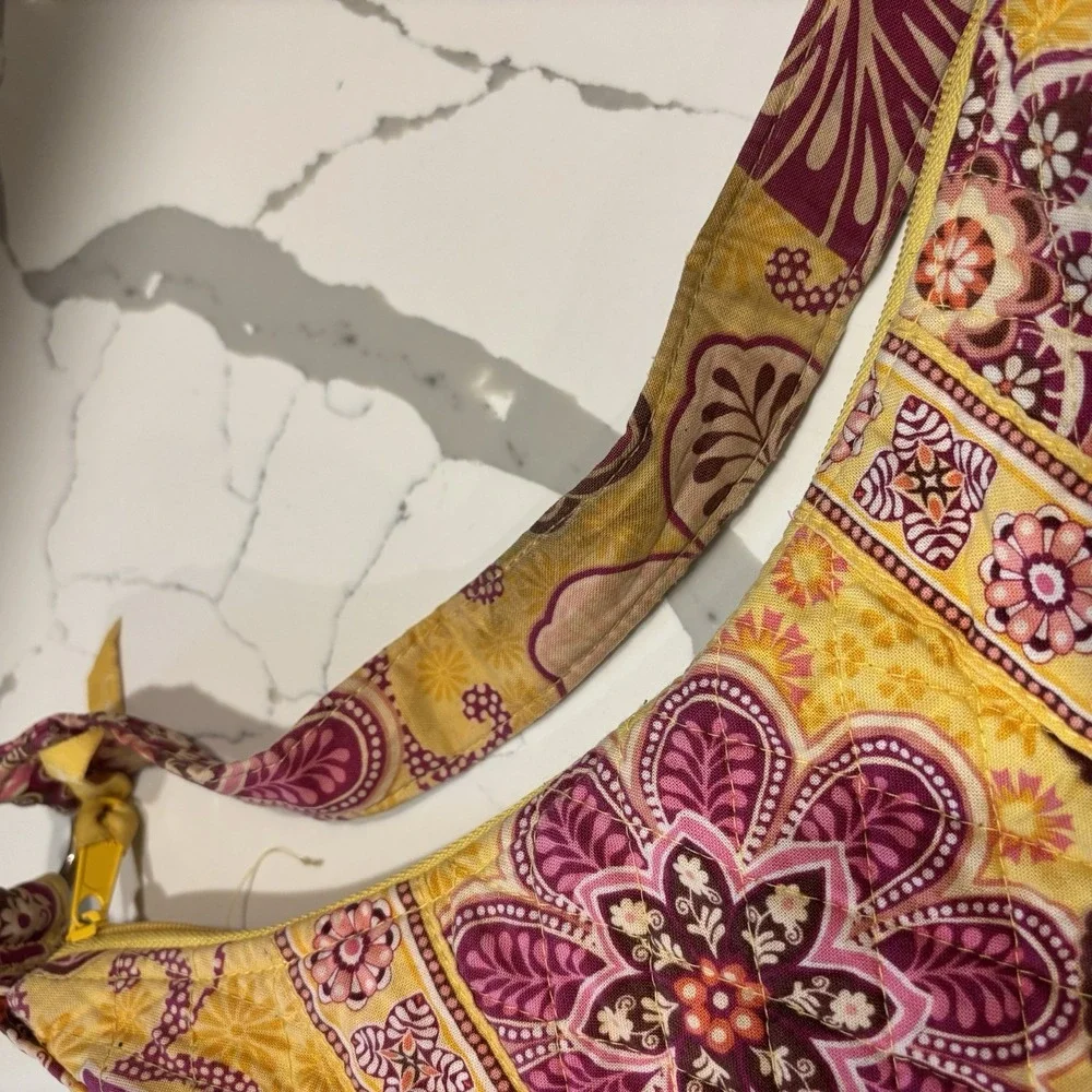 Vera Bradley Lisa B Hobo Shoulder Bag Bali Gold Yellow Pink Floral RETIRED 2009